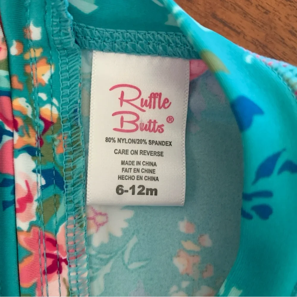 Ruffle Butts One Piece Swimsuit 6-12 Mos Rash Guard Fancy Me Floral Long Sleeve